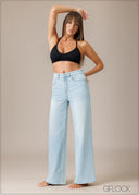 Light Wash Wide Leg Jean - Short Length - 210326D