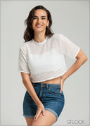 Mesh Cropped Tee - 080825