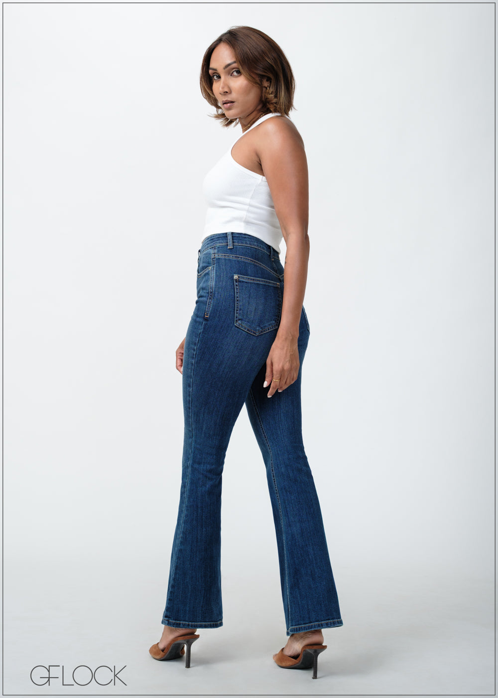 Mid Wash Bootcut Jean - Short Length - 120725