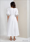 Embroidered Linen Dress - 080523