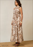 Gathered Neck Maxi Dress - 300326