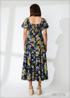 Puff Sleeve Floral Tiered Dress - 220124