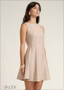 Boat Neck Mini Dress - 110526