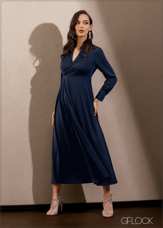 Collared Wrap Maxi Dress - 140325