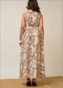 Gathered Neck Maxi Dress - 300326