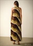 Halter Neck Pleated Dress - 271125