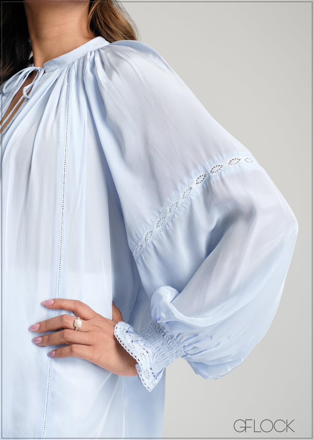 V-Neck Lace Blouse - 100425I