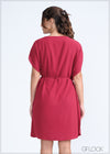 Boat Neckline Tie-Up Dress - 080724