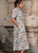 Printed Puff Sleeve Dress - 140926