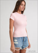 Short Sleeve Rib Top - 170826