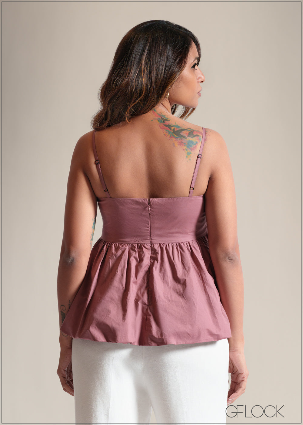 Bubble Hem Peplum Top - 250825