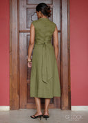 Crossfold Linen Dress - 210926