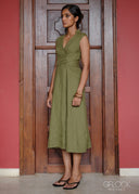 Crossfold Linen Dress - 210926