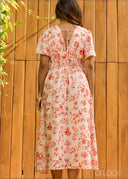 V-Neck Bell Sleeve Maxi Dress - 110926