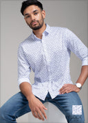 Printed Normal Collar Long Sleeve Knit Shirt - 240523