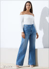 Mid Wash Wide Leg Jean - Long Length - 110924