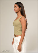 Front Ruched Rib Top - 161026