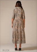 Placement Print Shirt Dress - 190326