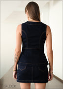 Denim Button Front Vest - 141225