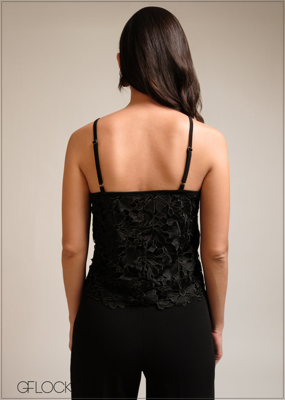 Black lace strappy cami top
