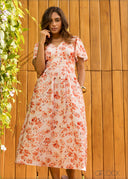 V-Neck Bell Sleeve Maxi Dress - 110926