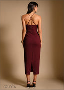 Halter Neck Midi Dress - 240426