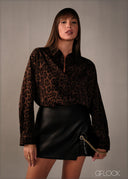 Asymmetric Leather Skort - 160326