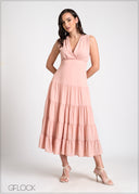 Sleeveless Pleat Detail Dress - 170225