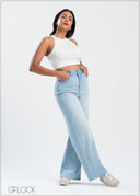 Light Wash Wide Leg Jean - Short Length - 250625