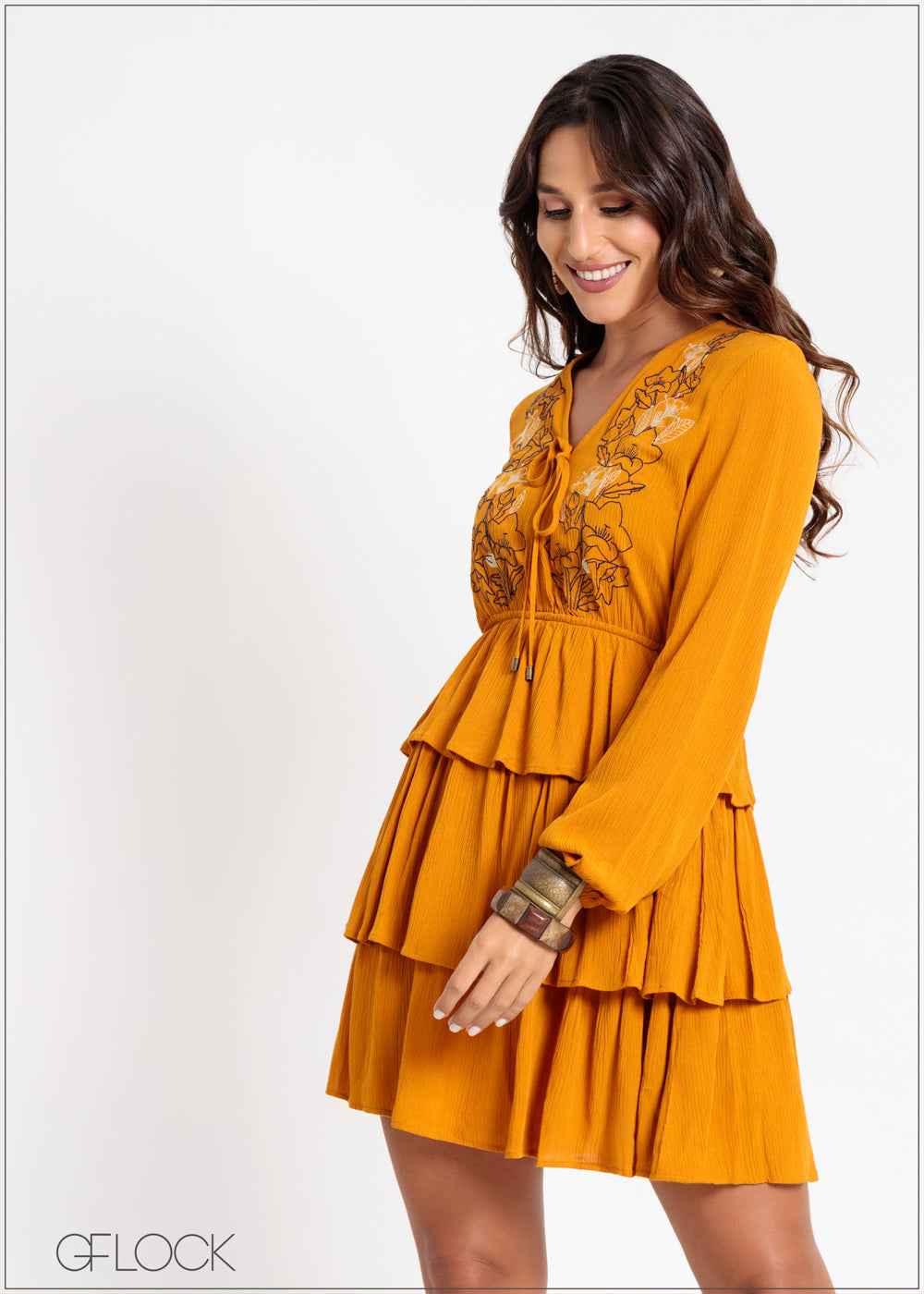 Embroidered Frill Dress - 041124