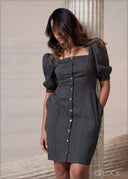 Button Down Stripe Dress - 201025