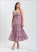 Bustier Detailed Tiered Maci Dress - 310325
