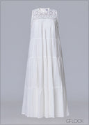 Crochet Yoke Hand Embroidered Maxi Dress - 231125