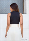 High Neck Ribbed Crop Top - 280723