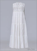 Crochet Yoke Hand Embroidered Maxi Dress - 231125