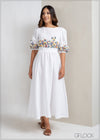 Embroidered Linen Dress - 080523