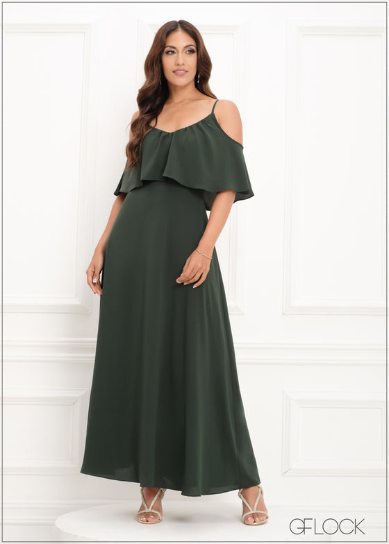 Off The Shoulder Frill Detailed Maxi Dress - 290923