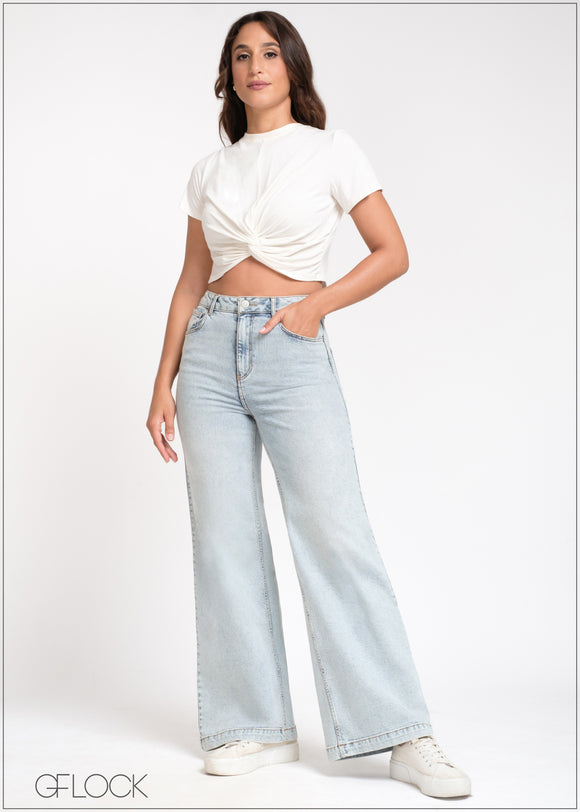 Wide Leg Moon Wash Jean - Long Length - 121024