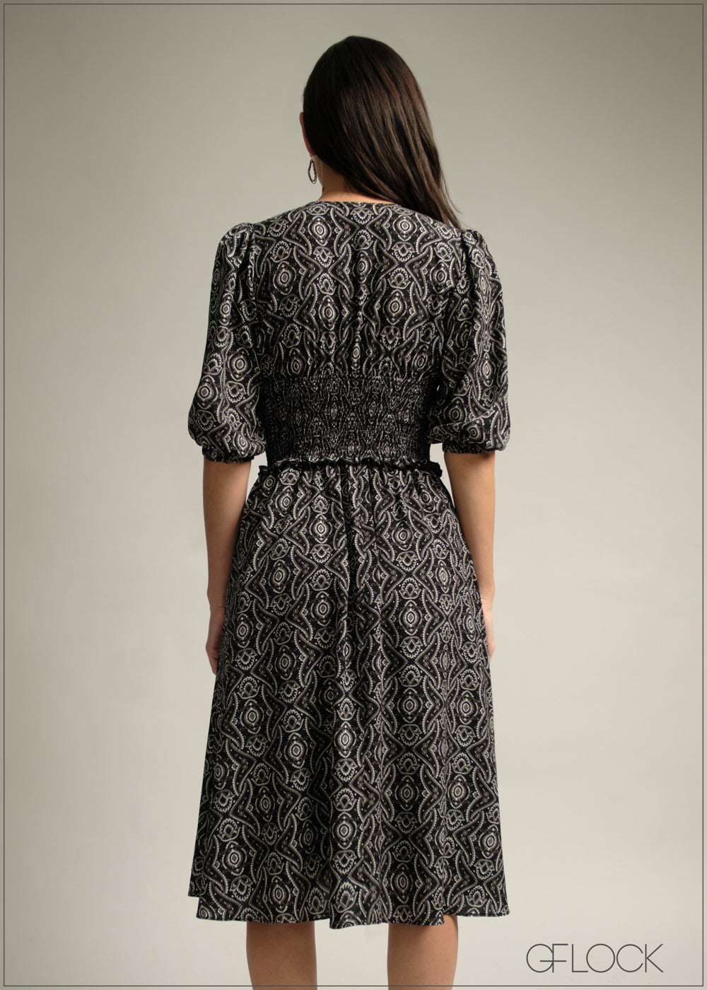 Smock Detail Midi Dress - 220825