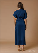 Knot Detail Cold Shoulder Dress - 140826