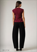 Side Trim Button Down Top - 250526