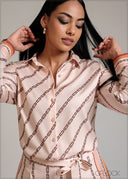 Chain printed Collared long sleeve shirt