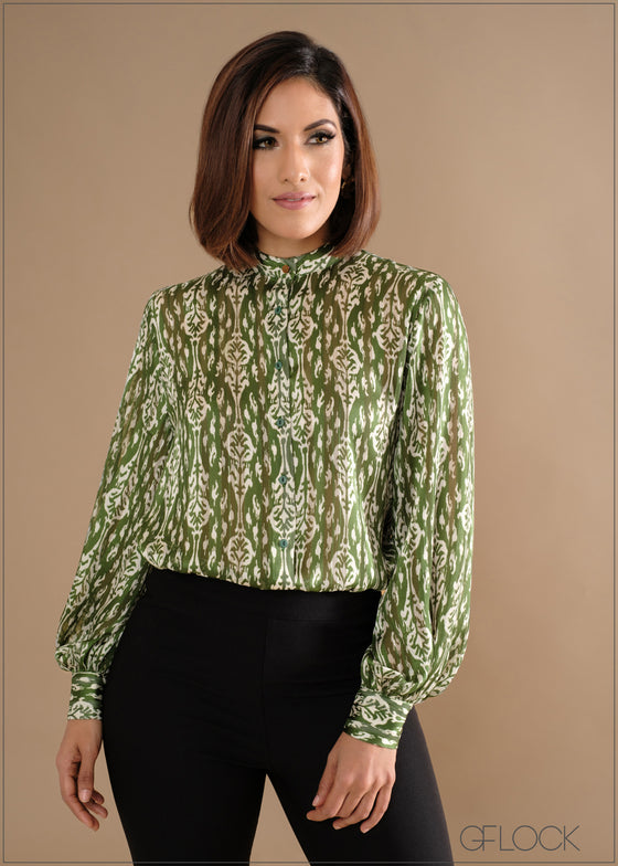 Tunic Collared Button Down Top - 140324