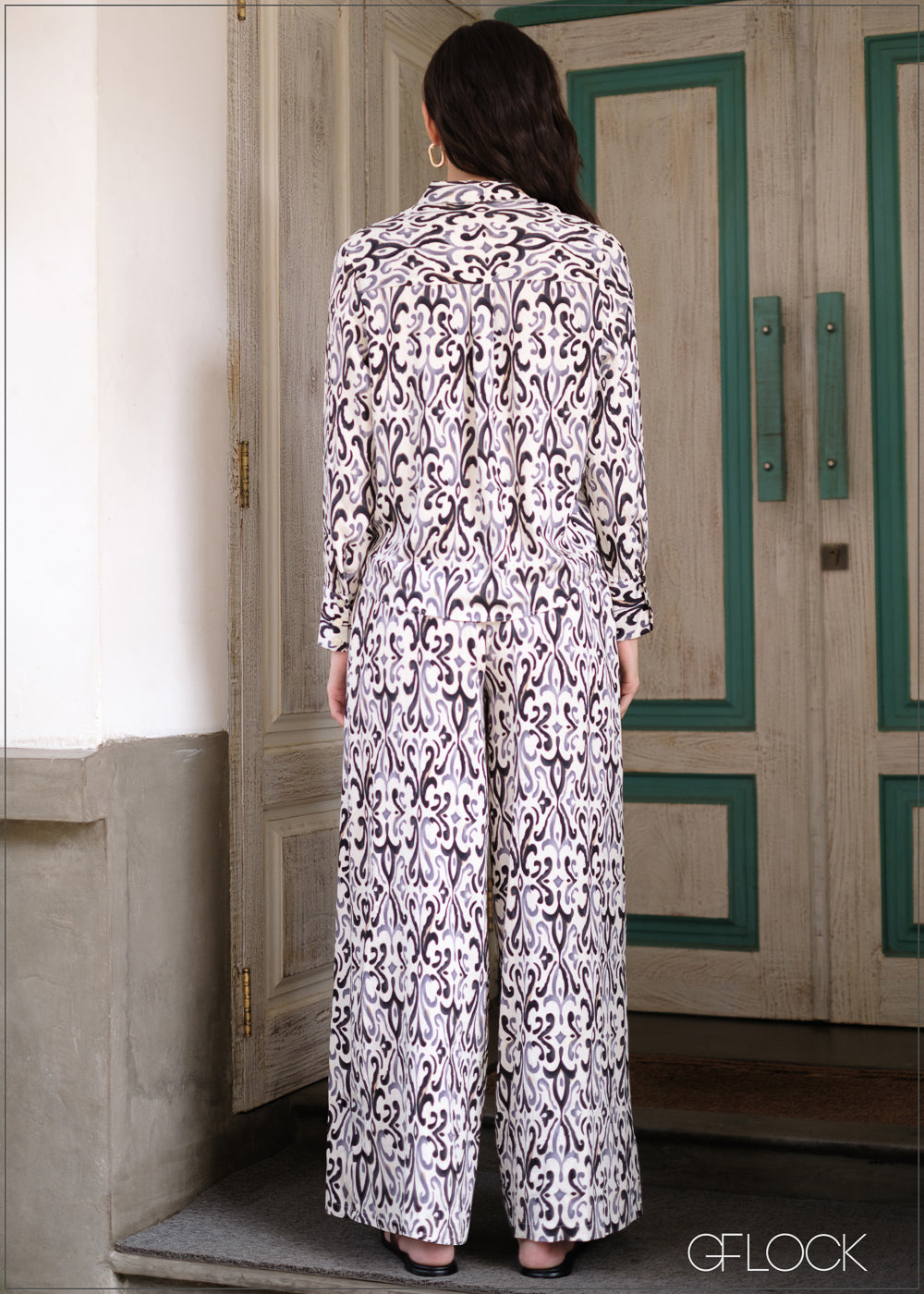 Abstract Printed Wide Leg Pant - 040425