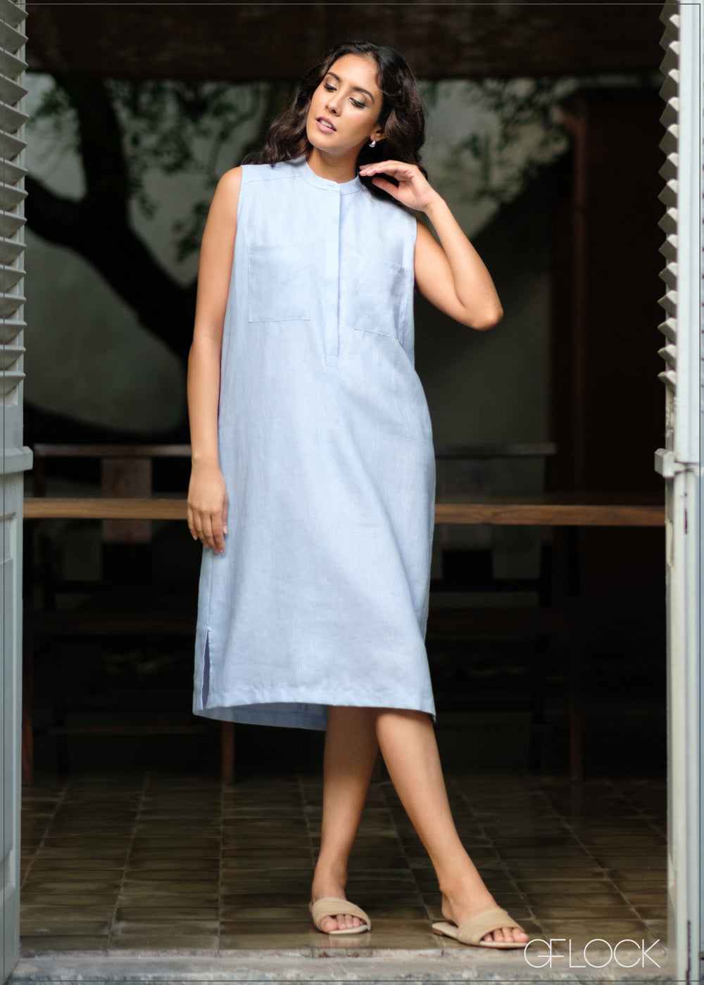 Sleeveless Linen Dress - 010923