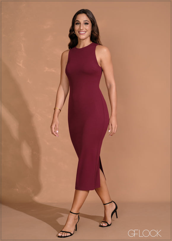 Halter Cut Bodycon Midi Dress - 260724