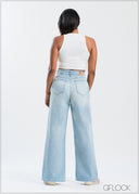Light Wash Wide Leg Jean - Short Length - 250625