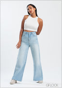 Light Wash Wide Leg Jean - Short Length - 250625
