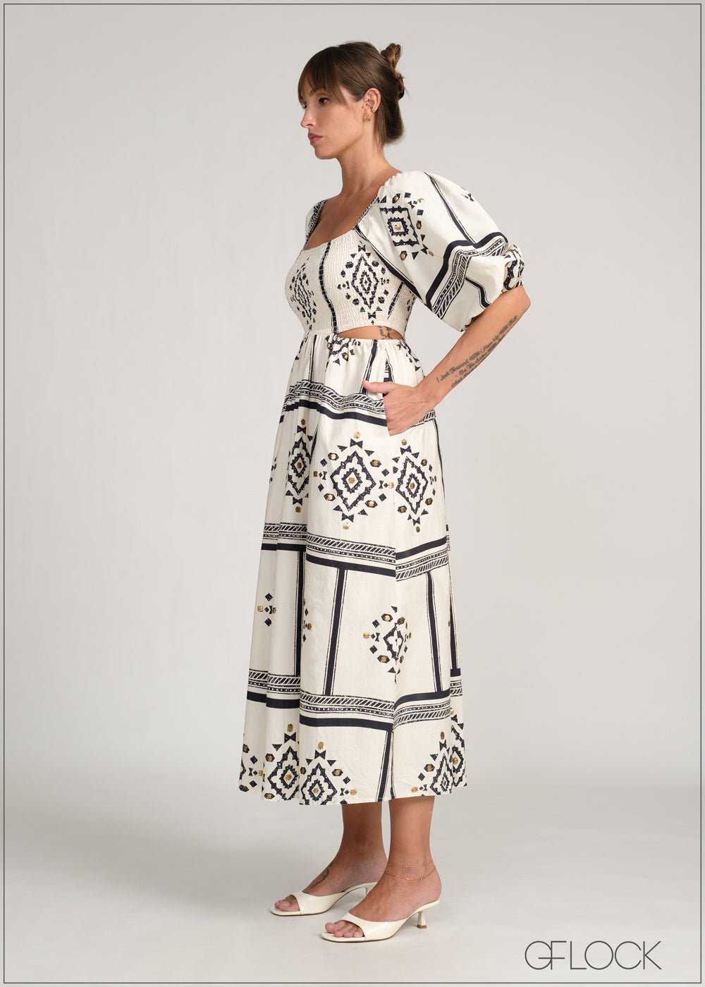 Side Open Midi Dress - 231225