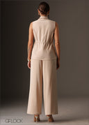 Pintuck detail straight leg pant